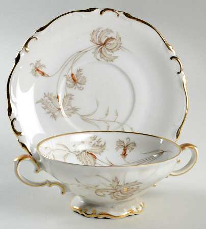 Du Barry Footed Cream Soup Bowl & Saucer Set