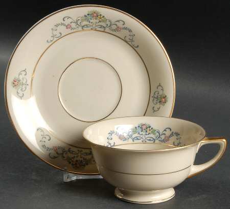 Ferndale (Older, Gold Trim) Footed Cup & Saucer Set