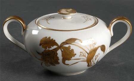 Golden Orchid Sugar Bowl & Lid