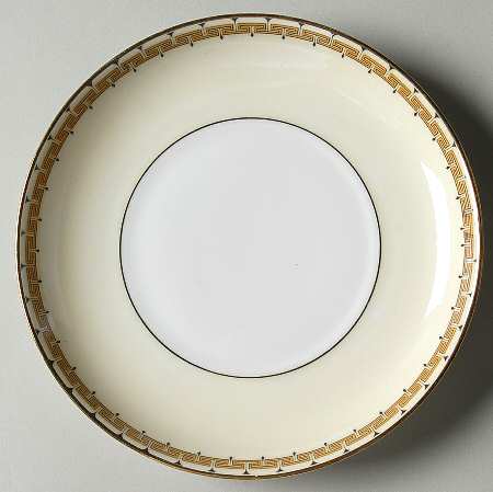 Greek Key Black (Cream Rim, White Center) Saucer for Flat Cup