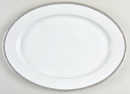 Greek Key Black (White Background) 14" Oval Serving Platter
