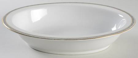 Greek Key Black (White Background) 10" Oval Vegetable Bowl