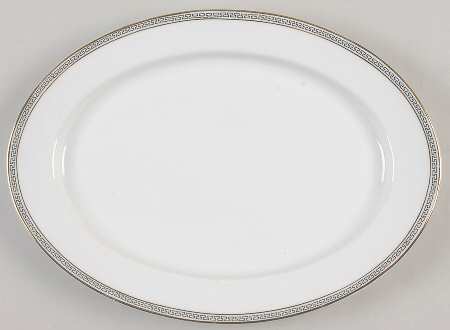 Greek Key Black (White Background) 11" Oval Serving Platter