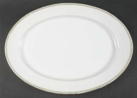 Greek Key Green 16" Oval Serving Platter