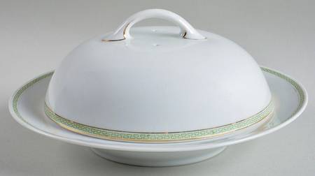Greek Key Green Round Covered Butter