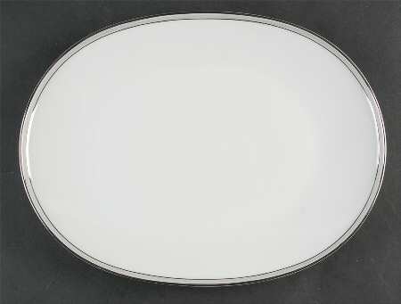 Greek Key Gray (Platinum Trim) 13" Oval Serving Platter