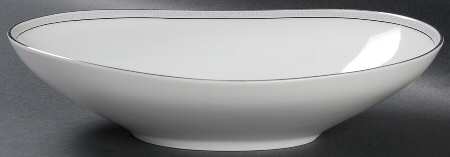 Greek Key Gray (Platinum Trim) 10" Oval Vegetable Bowl