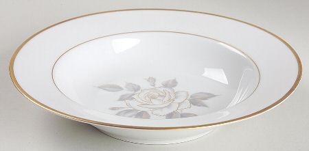 1723 (Floral, Gold Trim) Rim Soup Bowl
