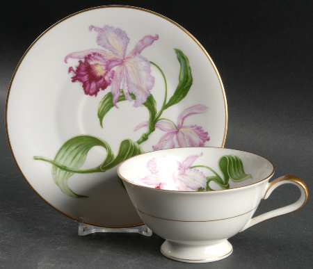 Orchid Footed Cup & Saucer Set