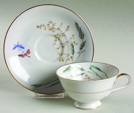 Sommer (Coupe, Smooth, Gold Trim) Footed Cup & Saucer Set