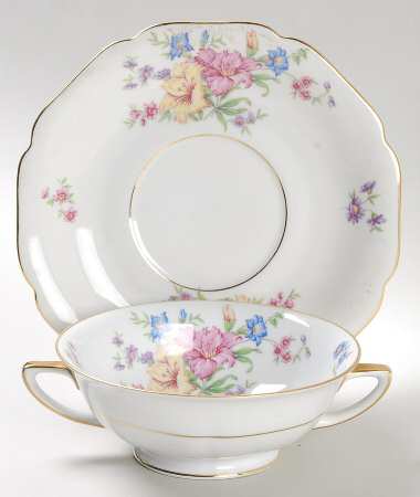 Strasbourg Footed Cream Soup Bowl & Saucer Set