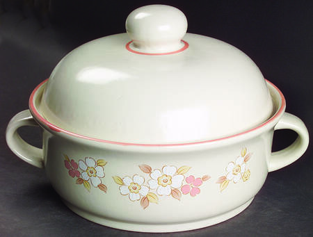 Fleur De Bois Peach 2 Qt Round Covered Casserole