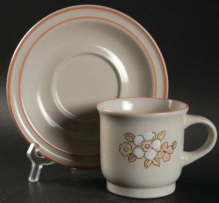 Fleur De Bois Peach Flat Cup & Saucer Set