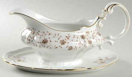 Cashmere Gravy Boat with Attached Underplate by Hertel Jacob