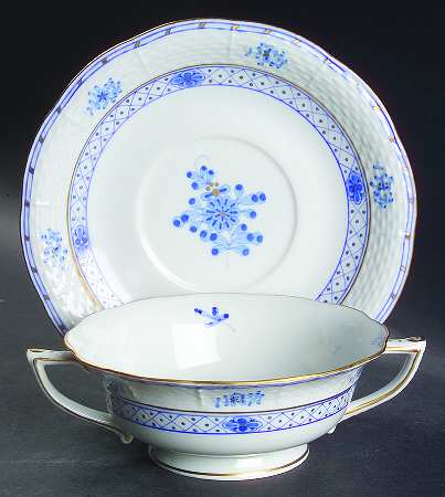 Blue Garden (Wb) Footed Cream Soup Bowl & Saucer Set