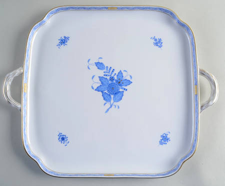 Chinese Bouquet Blue (AB) 12" Handled Square Tray