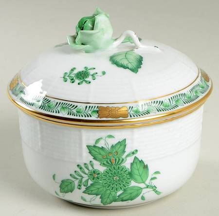 Chinese Bouquet Green (AV) Sugar Bowl & Lid