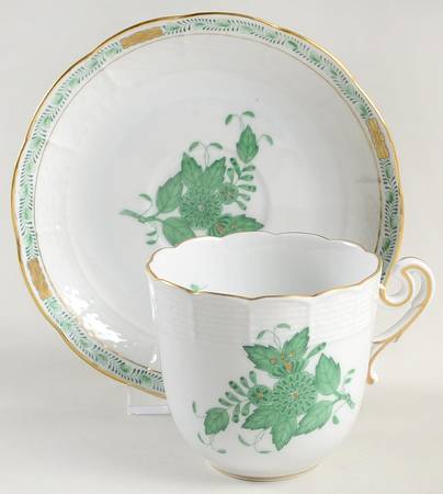 Chinese Bouquet Green (AV) Chocolate Cup & Saucer Set