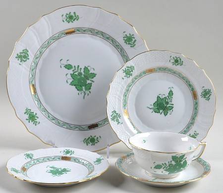 Chinese Bouquet Green (AV) 5 Piece Place Setting