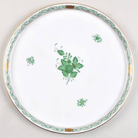 Chinese Bouquet Green (AV) Round Tray by Herend