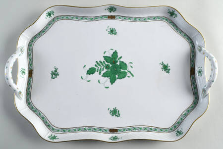 Chinese Bouquet Green (AV) 17" Rectangular Serving Platter by Herend