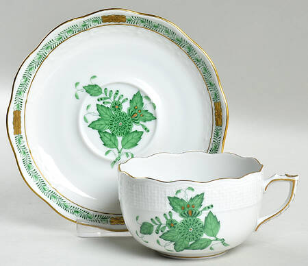 Chinese Bouquet Green (AV) Flat Cup & Saucer Set