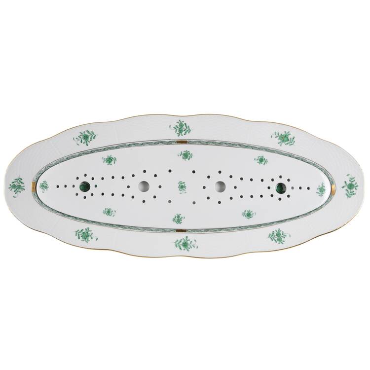 Chinese Bouquet Green (AV) 23" Fish Platter & Strainer 23" by Herend