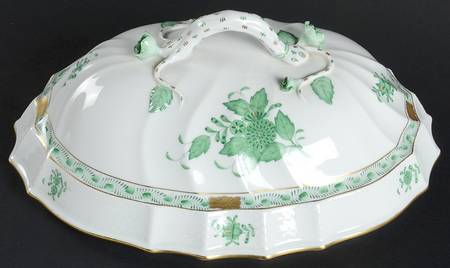 Chinese Bouquet Green (AV) Lid for Oval Tureen