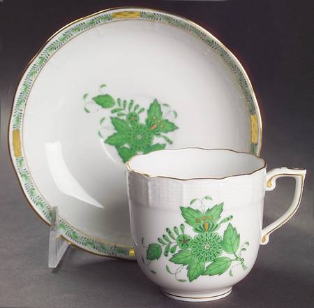 Chinese Bouquet Green (AV) Chocolate Cup & Saucer Set
