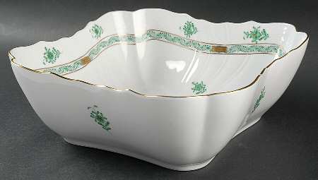 Chinese Bouquet Green (AV) 9" Square Salad Serving Bowl