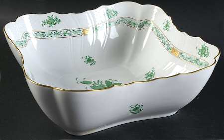 Chinese Bouquet Green (AV) 10" Square Salad Serving Bowl