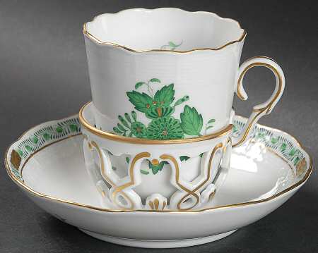 Chinese Bouquet Green (AV) Trembleuse Cup & Saucer Set