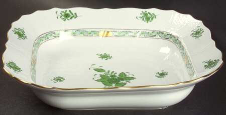 Chinese Bouquet Green (AV) Large Square Fruit Bowl