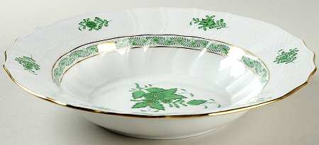 Chinese Bouquet Green (AV) Large Rim Soup Bowl