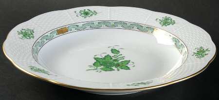 Chinese Bouquet Green (AV) Large Rim Soup Bowl
