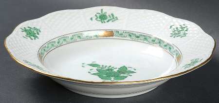 Chinese Bouquet Green (AV) Rim Soup Bowl