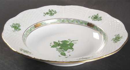 Chinese Bouquet Green (AV) Rim Soup Bowl