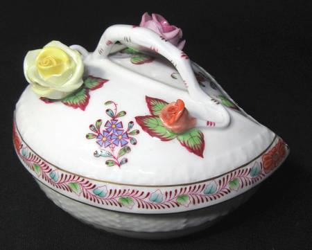 Chinese Bouquet Multicolor (AF) 3" Heart Shape Bon Bon & Lid