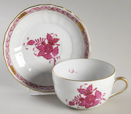 Chinese Bouquet Raspberry (AP) Flat Cup & Saucer Set