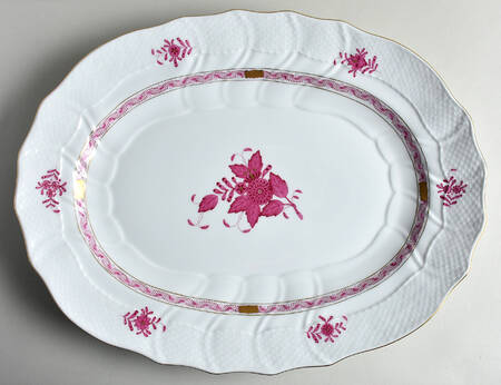 Chinese Bouquet Raspberry (AP) 17" Oval Serving Platter