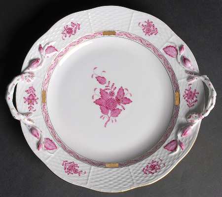 Chinese Bouquet Raspberry (AP) Handled Cake Plate