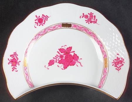 Chinese Bouquet Raspberry (AP) Crescent Salad Plate