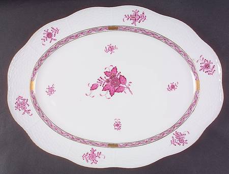 Chinese Bouquet Raspberry (AP) 14" Oval Serving Platter