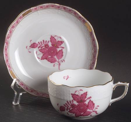 Chinese Bouquet Raspberry (AP) Flat Cup & Saucer Set