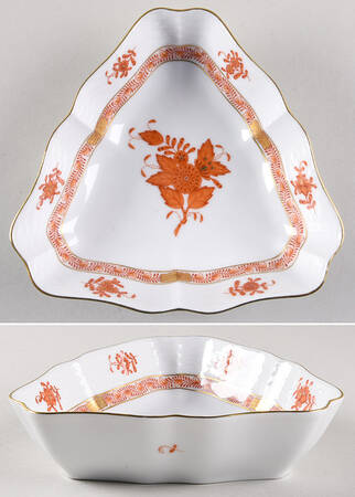 Chinese Bouquet Rust (AOG) Small Triangular Dish by Herend