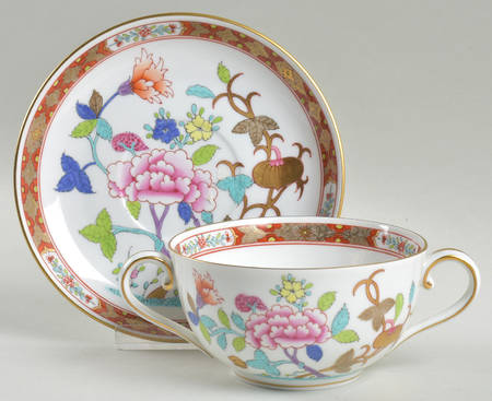Chinois (Sh) Footed Cream Soup Bowl & Saucer Set