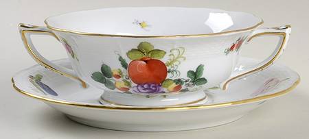 Fruits & Flowers (BFR) Footed Cream Soup Bowl & Saucer Set by Herend