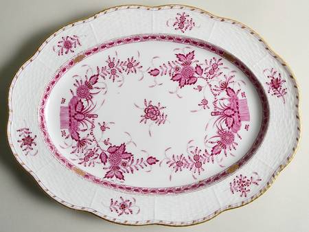 Indian Basket Raspberry (P) 13" Oval Serving Platter