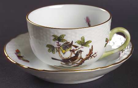 Rothschild Bird (RO) Flat Cup & Saucer Set by Herend