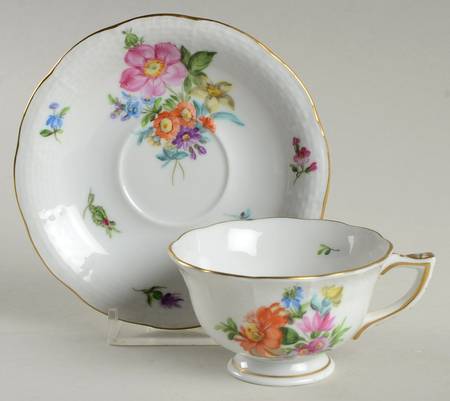 Saxonian Boquet (Bs) Footed Demitasse Cup & Saucer Set
